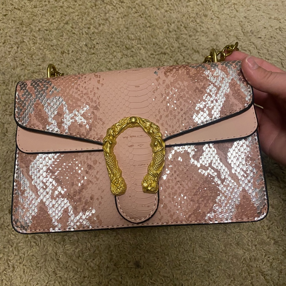 Plush Pink Mermaid Snakeskin printed Purses